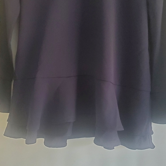 ANN TAYLOR NWT WOMEN'S Navy peplum L/Sl blouse with tiered hem - Picture 7 of 11